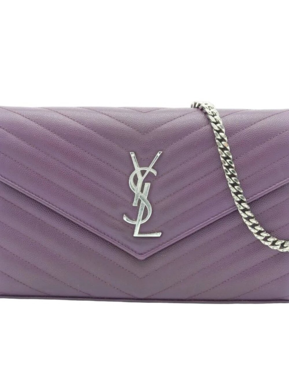 Saint Laurent Cassandre WOC – Purple Chevron Leather (Pre-Owned)